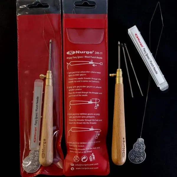 Stylet Punch Needle Réglable - Aiguille à Broder Avec Enfileur Pour Tapis, Coussins, Vêtements, Débutants